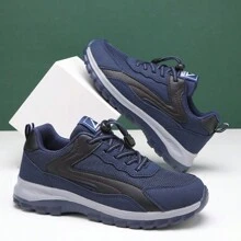 2025 Autumn New Men's Sneakers, Blue Mesh Slip-On Running Shoes, Casual Walking Shoes, Non-Slip Breathable Outdoor Hiking Shoes