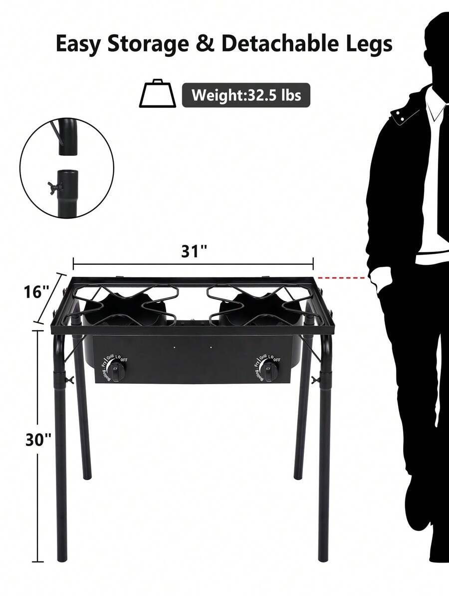 Double Burner Two Burner Camp Stove Heavy Duty Outdoor Dual Propane