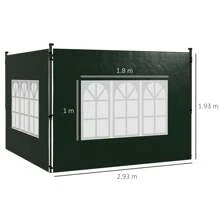 Outsunny 3 Meters Gazebo Side Panels Canopy Marquee Replacement Exchangeable Side Panel Walls - 墨綠色 - 查看 3