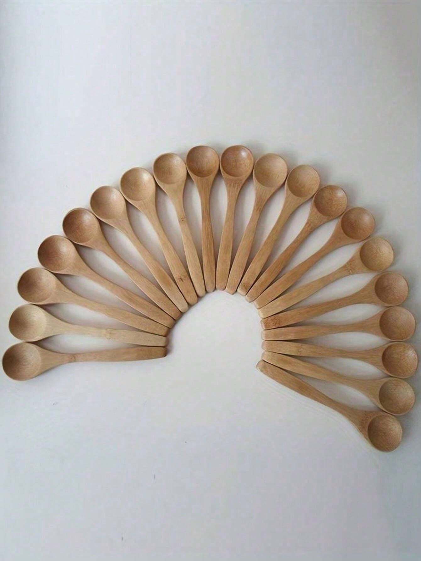 10pcs Wooden Long Handle Spoons For Eating Soup, Coffee, Honey, Jam And