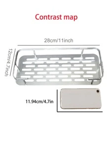 1pc Wall Mounted Suction Cup Shelf For Toilet, Bathroom Vanity, Kitchen, Shower Caddy - Silver Trumpet - View 2