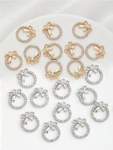 20入組可愛風格合金鑲鉆蝴蝶結形diy珠寶製作配件,適用於女性 - 20件金色蝴蝶結圈 - 查看 11