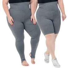 Plus Size Leggings - 灰色 - 查看 2
