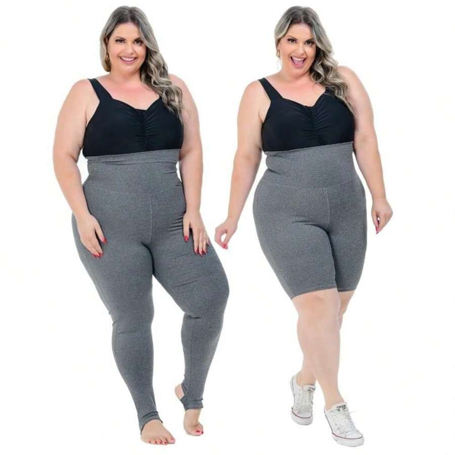 Plus Size Leggings - 灰色 - 查看 1