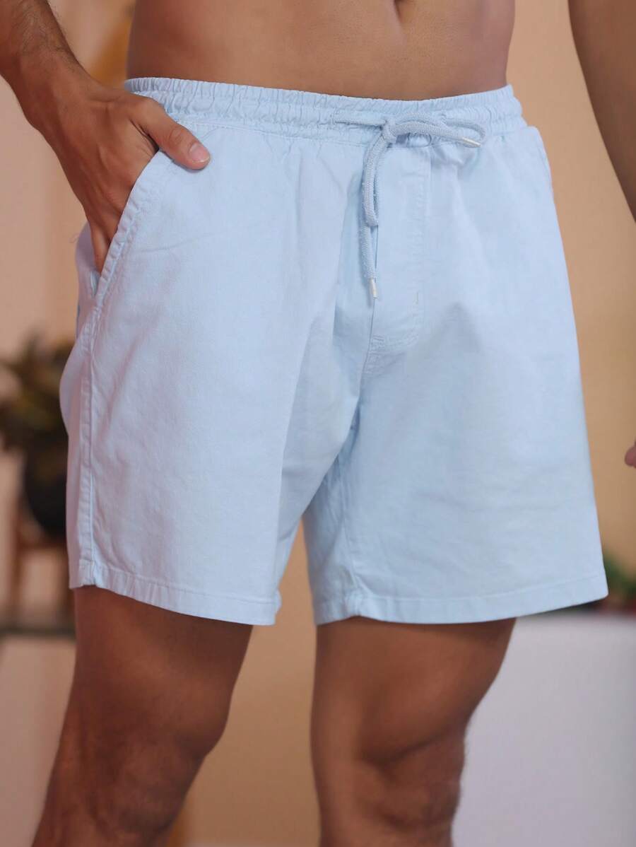 Men Denim Shorts - 淺藍色 - 查看 1