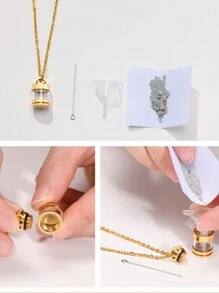 1pc Fashionable Transparent Perfume Cremation Box, Stainless Steel, Unisex, Daily Wear Accessory - Cylinder - View 3