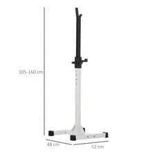 Supporto Porta Bilanciere Universale per Casa e Palestra, Squat Rack Altezza Regolabile in Acciaio Carico Massimo 150kg, Bianco e Nero - Bianco - Visualizzare 3
