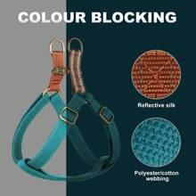 1pc Blue Adjustable, Durable, And Fashionable Nylon Harness Compatible With Small And Medium Dogs