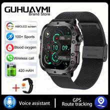 GUHUAVMI 1PC GUHUAVMI 2024 New Outdoor Durable Black Smart Watch Men's 3ATM Waterproof Sports Fitness Ai Voice Wireless Call Smart Watch Suitable For Android IOS