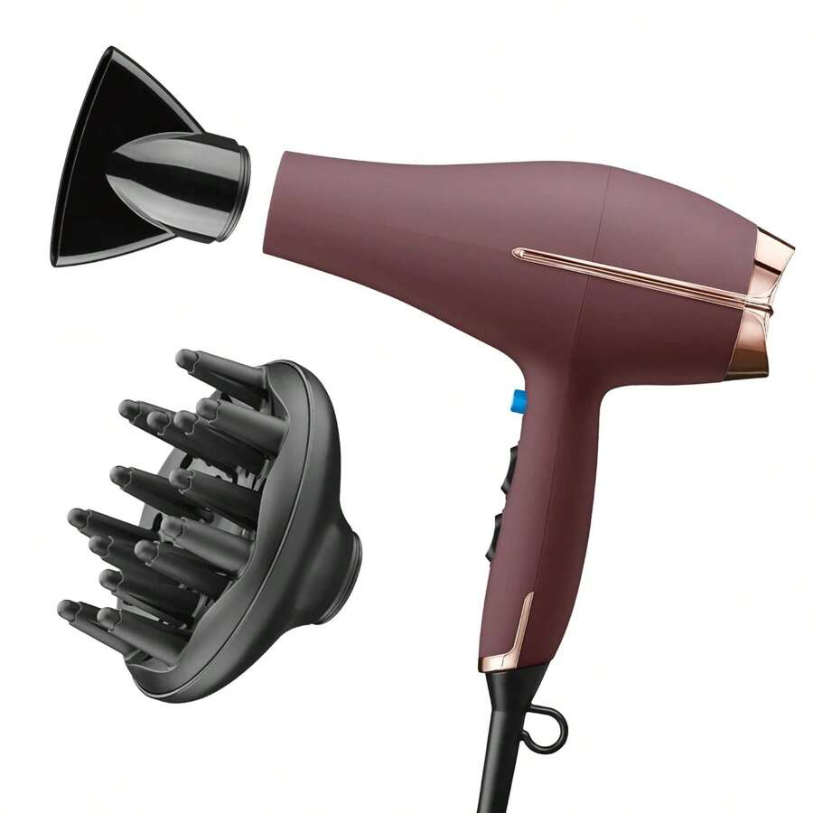 Hair Dryer With Diffuser, 1875W AC Motor Pro Hair Dryer With Ceramic Technology, Includes Diffuser And Concentrator - Red - View 1