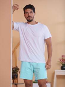 Men Denim Shorts - 綠色 - 查看 7