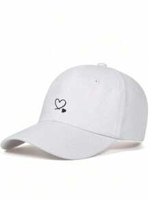 1pc Unisex White Baseball Cap With 2 Heart Printed Sun Visors Cute Valentine's Day Valentines - White - View 5