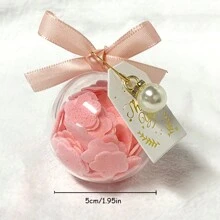 YESTARY 30 sets de jabones con pétalos rosa/azul, cajas de escamas de jabón pequeñas con forma de pétalos con bolas transparentes de 5cm/1,97 pulgadas, accesorios con cintas y etiquetas de agradecimiento, detalles para fiestas de baby shower, revelación de género, bodas y cumpleaños - Rosa - Ver 3