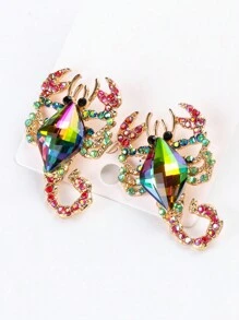 juran 1 par de pendientes con cristales de animales, pendientes con cristales de escorpión insecto extravagantes, joyería para mujeres - vistoso - Ver 2