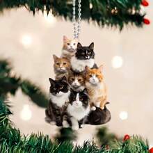 1 pièce Pendentif décoratif en acrylique 2D en forme de chat, décoration de voiture, accessoires de sac et porte-clés, cadeaux décoratifs à offrir à des proches, amis et famille, décoration de jardin