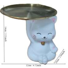 1pc Resin Fortune Cat Holding Tray Storage Organizer - White - View 3