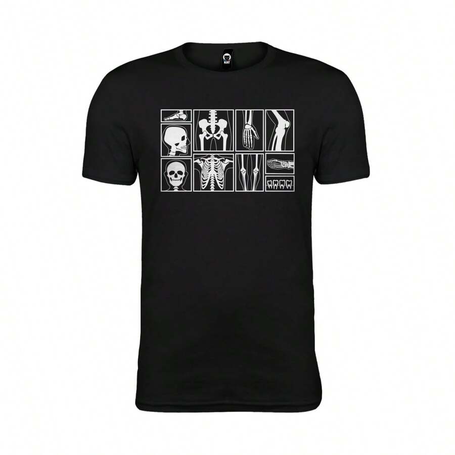 Playera manga corta de algodón de hombre con rayos X para médico radiólogo - Negro - Ver 1