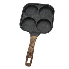 Electric Stove Flat Pan Four Hole Egg Burger Pan Breakfast Griddle Pan, Non-Stick Egg Cake, Dumpling Frying Pan For Cooking - Black - View 2