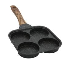 Electric Stove Flat Pan Four Hole Egg Burger Pan Breakfast Griddle Pan, Non-Stick Egg Cake, Dumpling Frying Pan For Cooking - Black - View 6