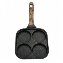 Electric Stove Flat Pan Four Hole Egg Burger Pan Breakfast Griddle Pan, Non-Stick Egg Cake, Dumpling Frying Pan For Cooking - Black - View 8