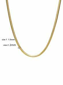 1 Pieza Collar Sencillo Para Mujer De Cadena Tipo Serpiente Cuadrada Delgada En Acero Inoxidable Chapado En Oro De 18k - collar de cadena - Ver 4