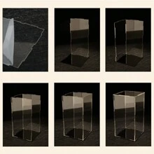 Acrylic Box With Matte Black Base, Simple Self-Assembly Clear Acrylic Display Case, Cube Dustproof Showcase With Lid For Collectibles, Toys And Jewelry, 10*10*12cm - Multicolor - View 5