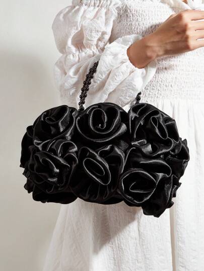 大容量,便攜,防水,迷人,優雅,花卉包配珍珠手持晚餐包,派對女孩,女人,女性完美適合派對,婚禮,舞會,晚宴/宴會