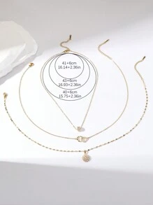 Hihho 3 件时尚奢华双环吊坠项链套装，镶嵌方晶锆石花朵，不锈钢链条，适合女士；非常适合日常佩戴、装饰和情人节、妈妈、母亲、母亲节、礼物 - 金色 - 查看 5