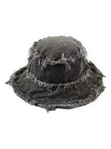 1pc Unisex Multicolor Washed Vintage Edge Double-Sided Casual Fashionable Personalized Bucket Hat Suitable For Everyday Outdoor Beach Vacation Street Travel