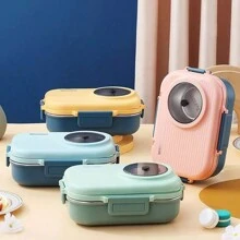 Fiambrera térmica de 1100ml, contenedor de almuerzo para niños de acero inoxidable, oferta del - Amarillo - Ver 7