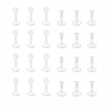 CIZME 24Pcs Clear Earrings Plastic Earrings For Sports 16g Clear Cartilage Earrings Stud Plastic Helix Tragus Earring Medusa Monroe Piercing Retainer Clear Lip Rings Labret Retainers For Work Surgery - Retainers - View 12