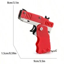 Metal Burst Rubber Band Toy - Mini Folding Launcher Toy With Keychain And 60pcs Rubber Bands, Safe Portable Shooting Toy For Indoor Outdoor Activities Game, Gift For Adults,Toys,Fidget Toys,Games