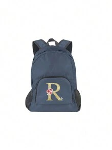 1入組金色字母印花可摺疊背包,帶口袋,男女皆可使用的大容量輕量級戶外運動旅行背包,適用於徒步旅行、露營、攀登、日常通勤 - 灰色 - 查看 28