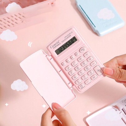 1pc Mini Portable Flip-Cover Macaron Color Calculator, Student Use