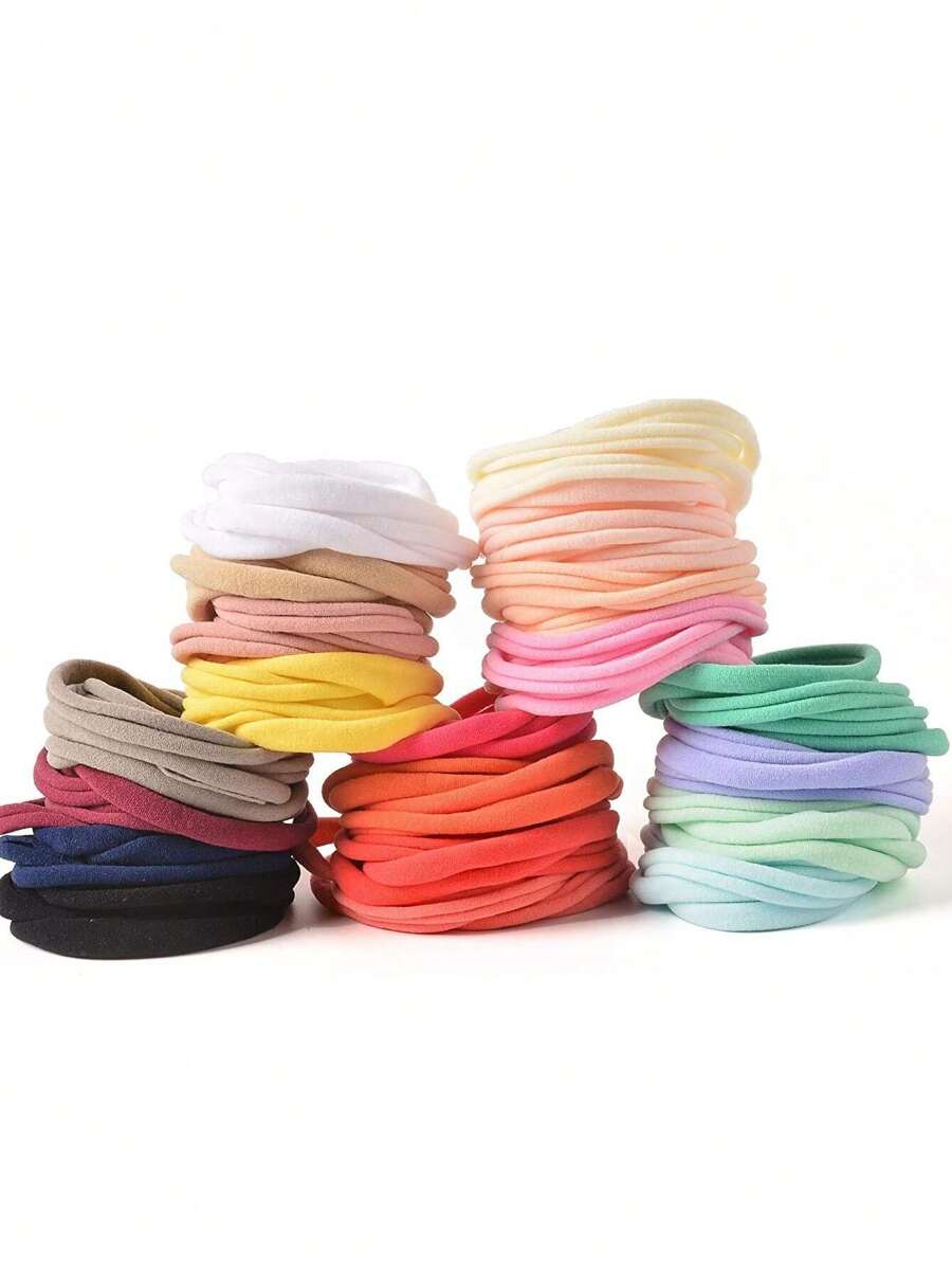 10pcs/Pack Nylon Hair Bands In Multiple Colors High Elastic Headbands