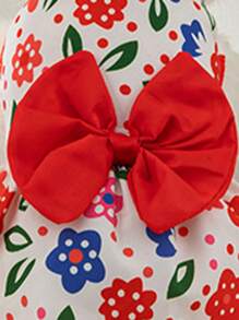 1 Vestido Com Laço Vermelho Para Cães E Gatos Pequenos, Primavera/verão - Vermelho - Ver 2