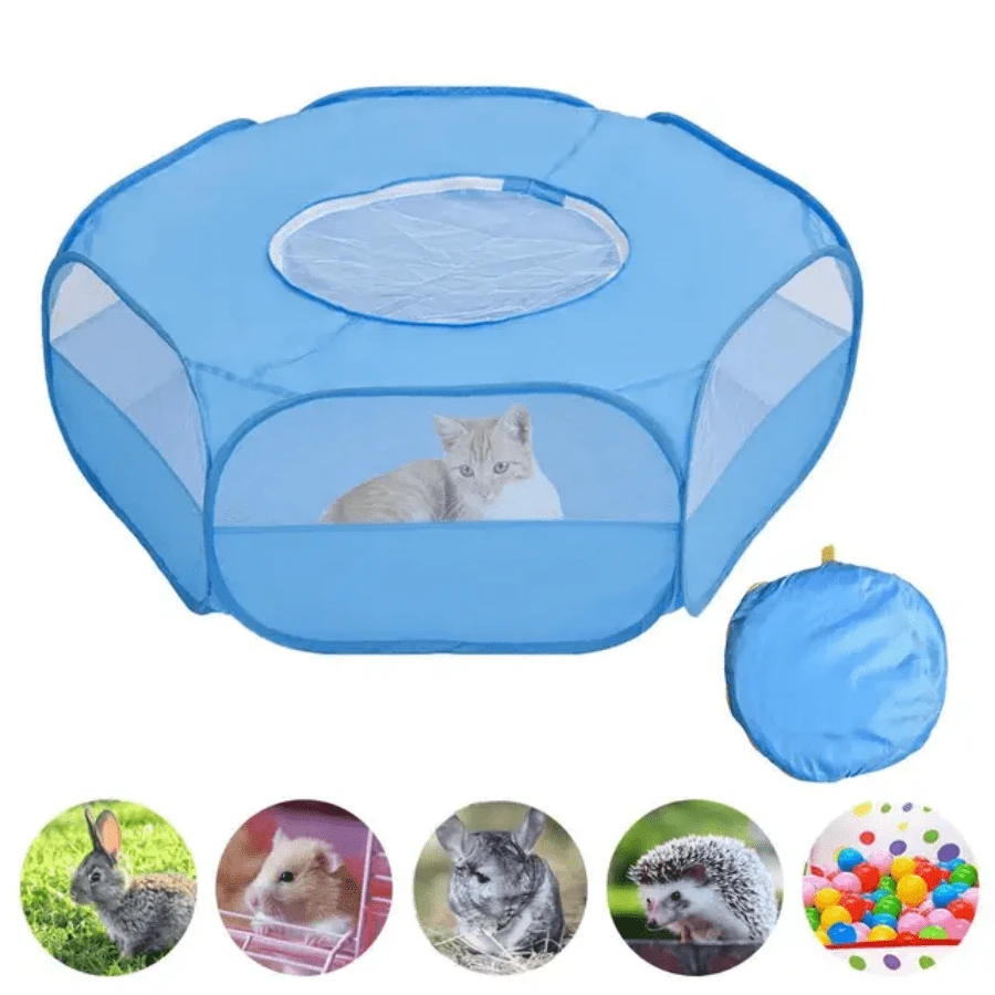 1pc Guinea Pig Playpen, Animal Exercise Fence, Foldable Tent Cage For Cats/Rabbits, Portable Indoor Pet Play Yard - Blue - View 1