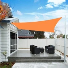 1 Set Waterproof Sun Shade Sail, Includes Stainless Steel Cable Ropes, Available In Triangle, Rectangle, Square Shapes, 98% UV Protection, Suitable For Outdoor Camping, Patio, Garden, Swimming Pool And More - Orange - View 9