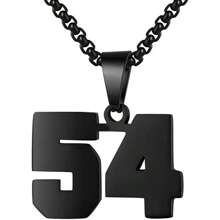 1 件装不锈钢运动员足球幸运数字项链男式足球篮球数字项链男女最佳朋友礼物 - 黑色 - 查看 73
