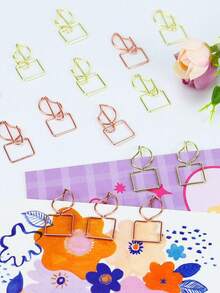 multibey 10pcs/Pack Candle Shaped Paper Clip, Stationery Accessory For Clamping Bookmarks, Paper Clips, Cards, Etc. - Rose Gold - View 4