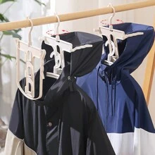 Japanese-Style Foldable Hooded Clothes Drying Rack With Windproof Design For Hanging Sweaters, Hoodies And High Collar Clothes - White - View 3