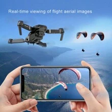 E88无人机双摄像头单电池一键返航WIFI连接航拍光流测高四轴飞行器遥控无人机 - 黑色 - 查看 8