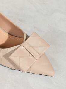 Women's Fashion Summer New Fairy Style Shoes, Thick Heel Low Heel Bow Pointed Toe Backless Slip-On Flats - Apricot - View 3