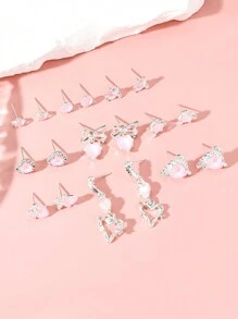 18入組優雅精緻的隨機藍色假日風格耳環和項鍊套裝,女性專用,隨機派送 - 查看 2