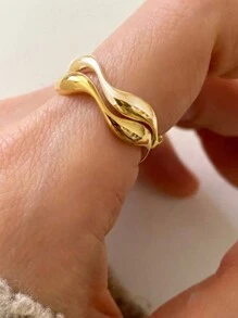 1pc S925 Sterling Silver Simple Ring For Woman Daily Decoration Fine Ring - Gold - View 1