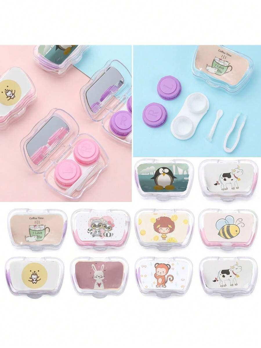 Estuche Para Pupilentes Lentes De Contacto Viaje Con Espejo - Rosa - Ver 1