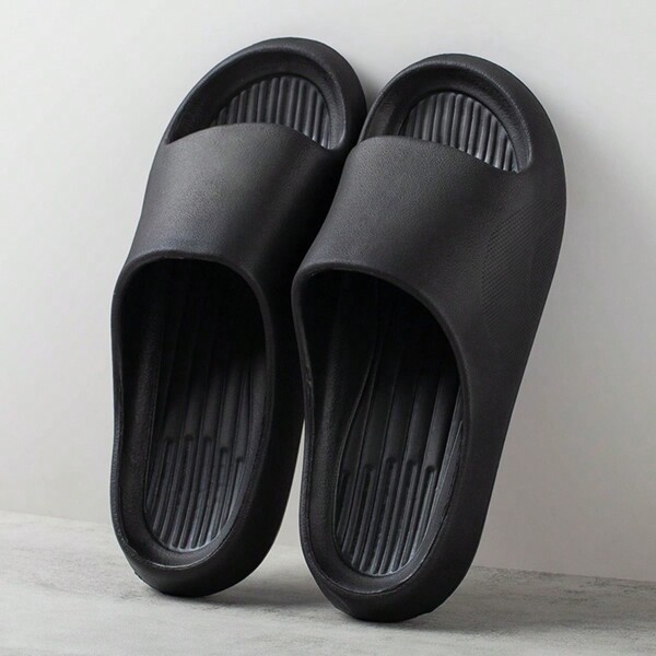 Eva Simple Solid Color Summer Men's Slippers For Indoor Non-Slip Bathroom Couples Home, Women's Flat Slippers