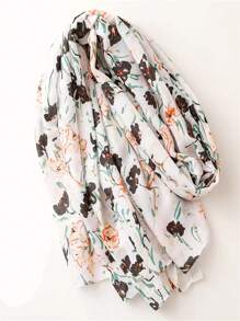 Women's Floral Print Tassel Scarf, Beach Shawl, Suitable For Daily Use - Multicolor - View 12