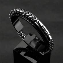 VKHK 1Pc Punk 18k Gold Plated Stainless Steel Chain Bracelet For Men Fashion Jewelry Gift - Silver - View 1