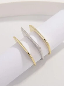 A Set Of Elegant, Simple, Fashionable And Exquisite 925 Silver Artificial Zirconia Three-Layer Stacking Design Ring, Suitable For Women To Wear Daily, Attend A Party, Date And Enhance Their Elegant, As Well As A Gift - Set Of Rings - View 5